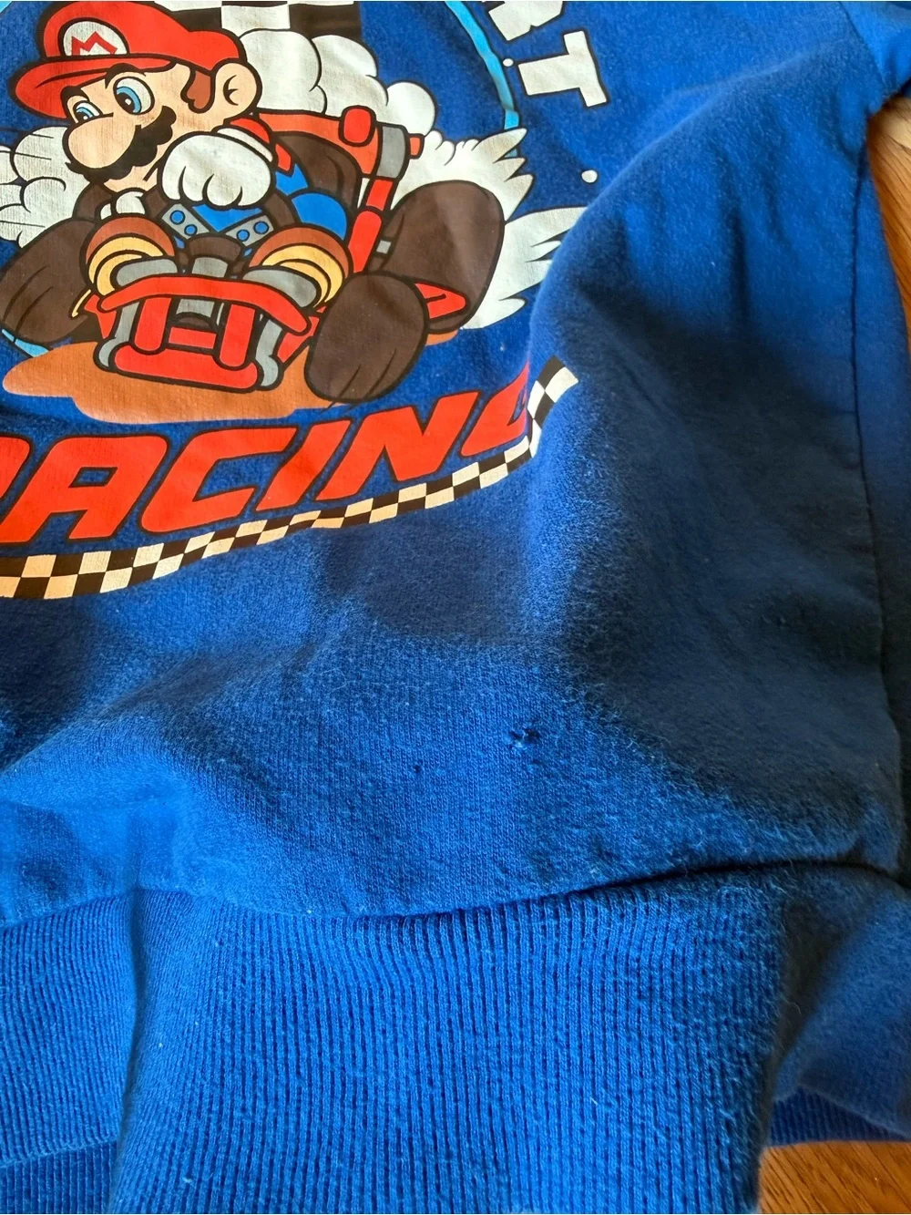 Blue Mario Kart Kids Hoodie with Red Super Mario Tee 6/7 Small